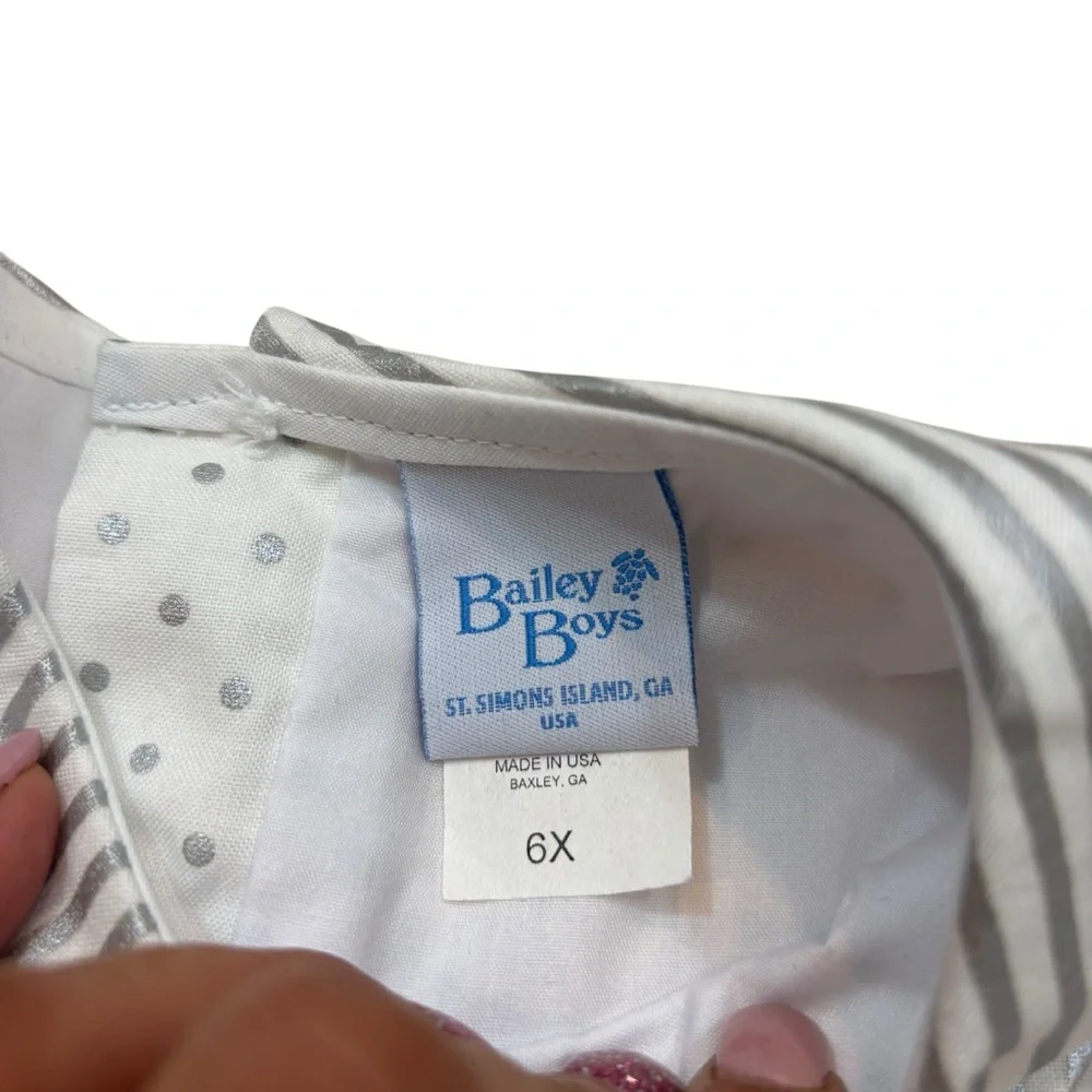 Girl’s The Bailey Boys Collared‎ Silver and White Sleeveless Dress Size 6X